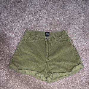BDG Green corduroy high waisted shorts